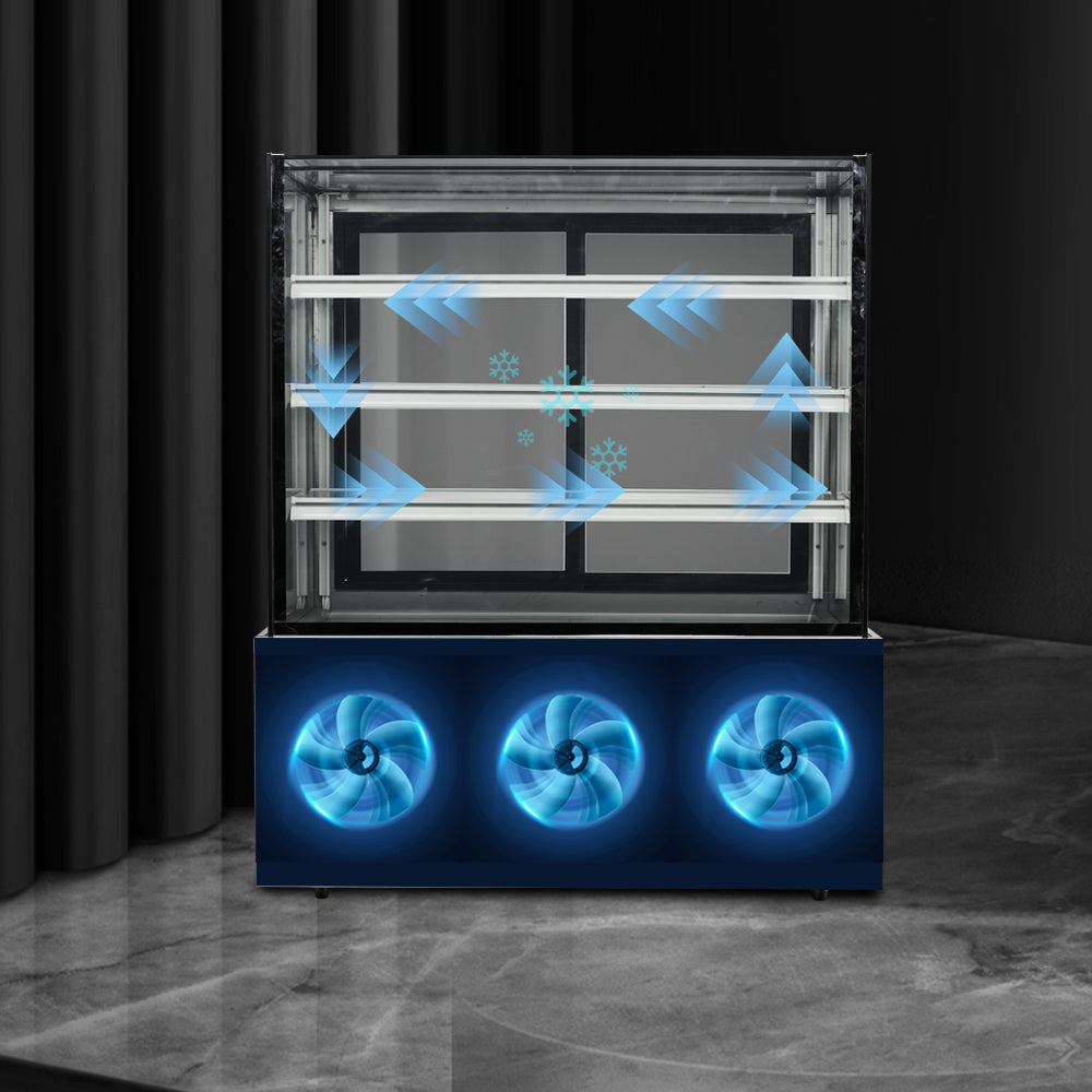 Cake Upright Showcase DDGL Frameless Series - Straight (Three Shelves)