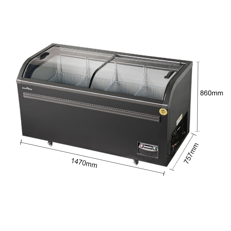 Island Freezer SD/SC Static Cooling Series - Two Sliding Doors (Curved)