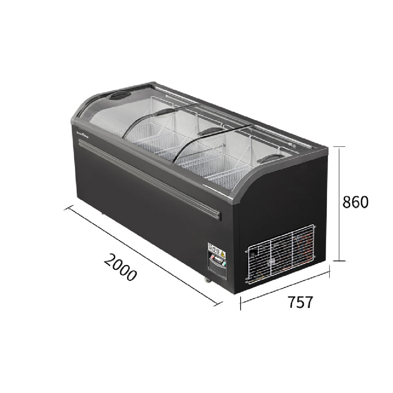 Island Freezer SD/SC Static Cooling Series - Three Sliding Doors (Curved)