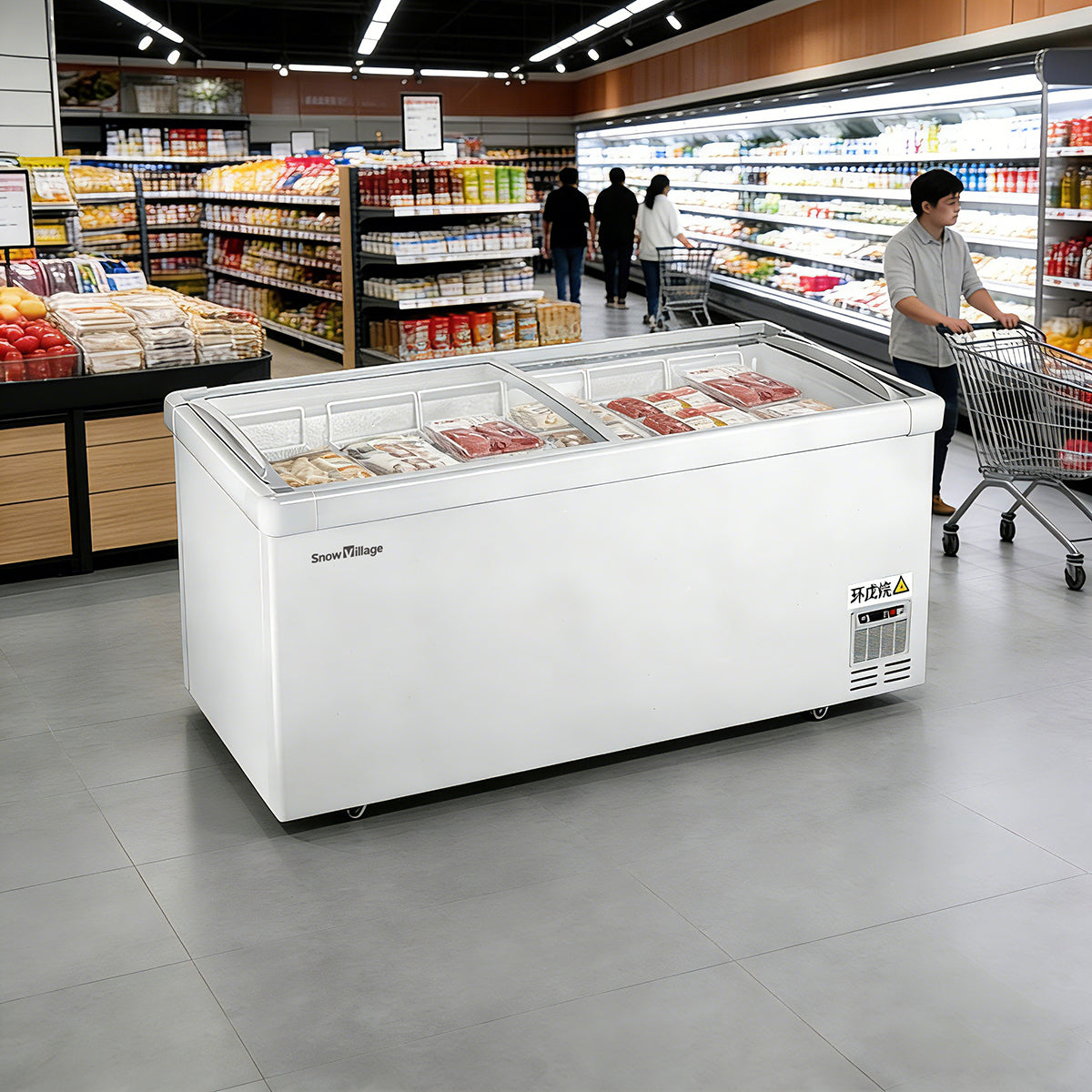 Island Freezer SD/SC Static Cooling Series - Two Sliding Doors (Straight)