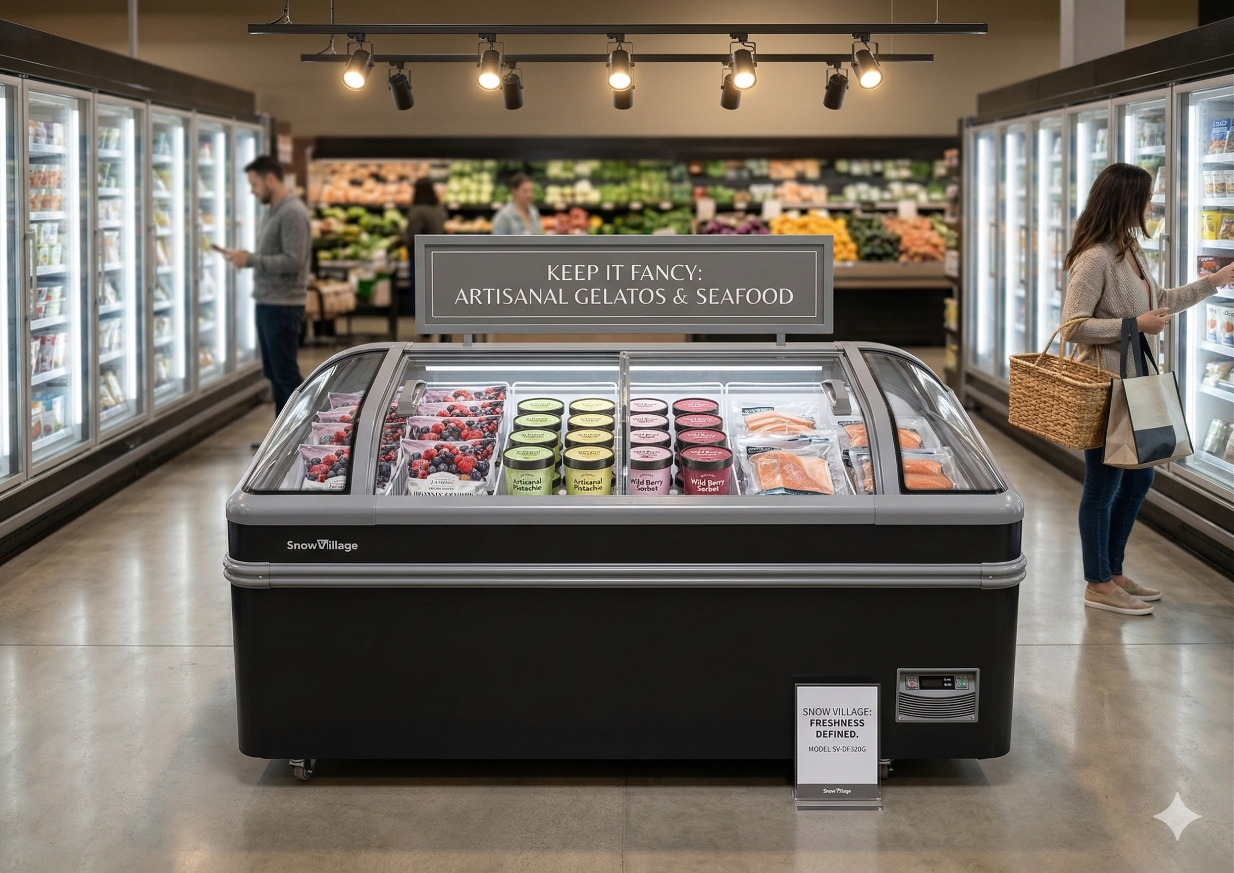 Island Freezer SD/SC Static Cooling Series - Two Sliding Doors (End Cap)