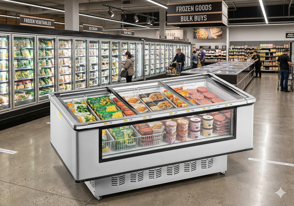 Island Freezer SD/SC Static Cooling Series - Three Sliding Doors (Flat)
