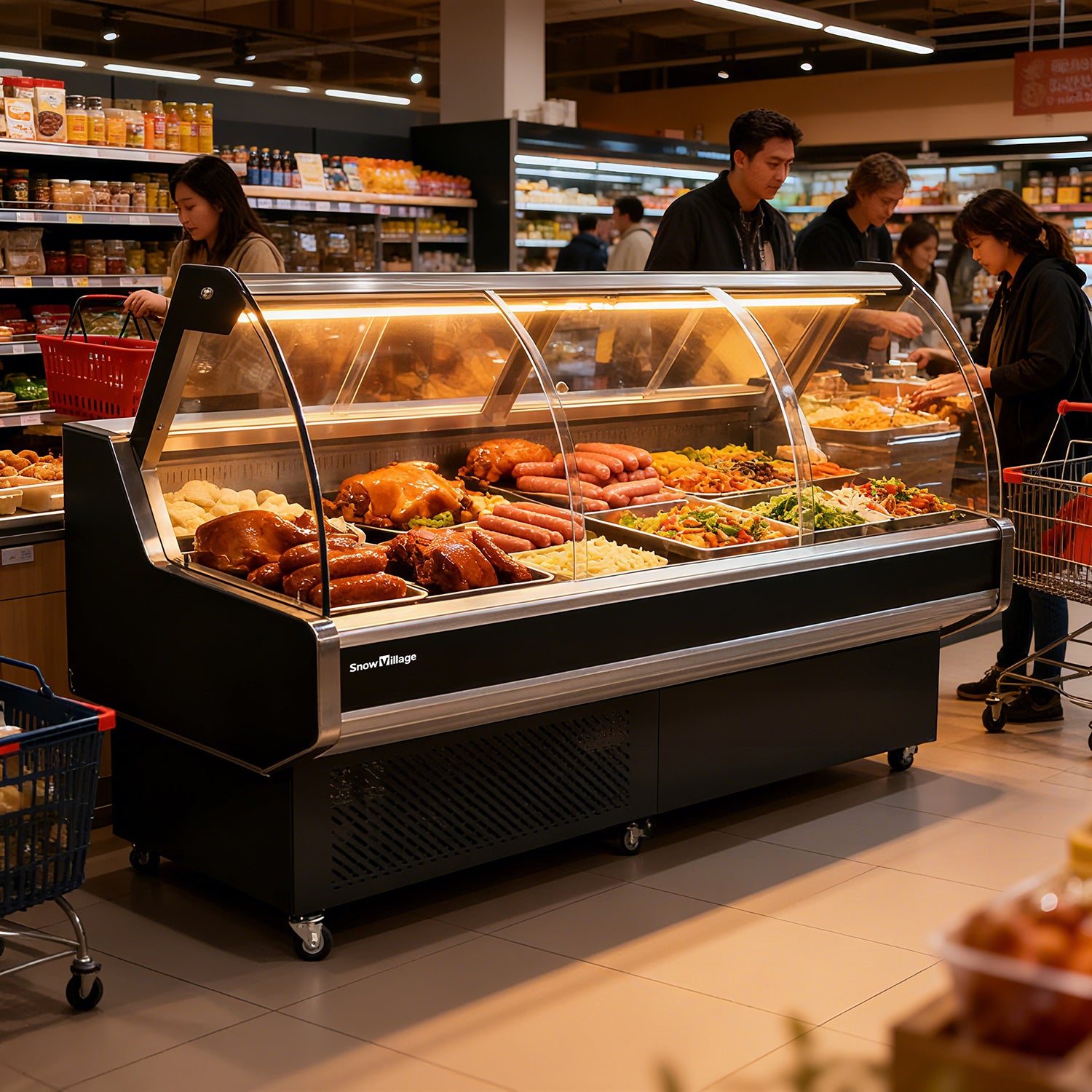 Horizontal Open-Top XC-XR Refrigerator Static Cooling Series - Curved Type (Front/Rear Sliding Door)