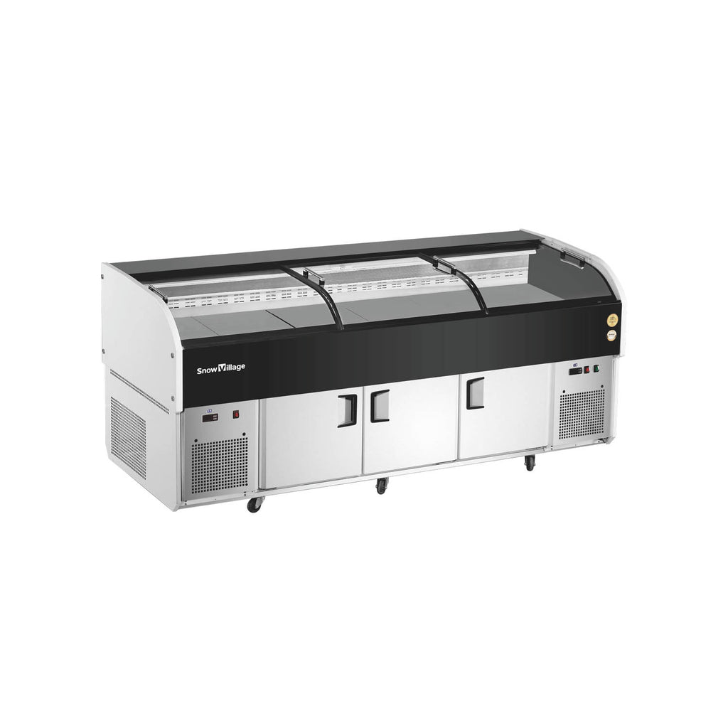 Ice Display Table SS-FZ Flat/Tri-Steps Dual Temperature Series - 3 Sliding Doors