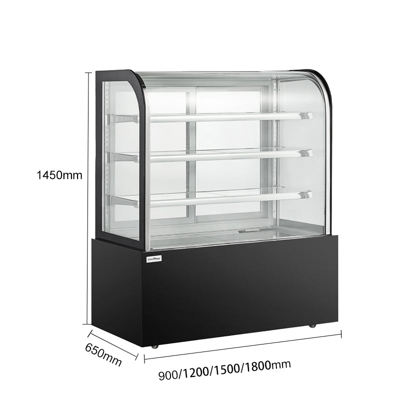 Cake Upright Showcase DG Series - Three Shelves (Curved)