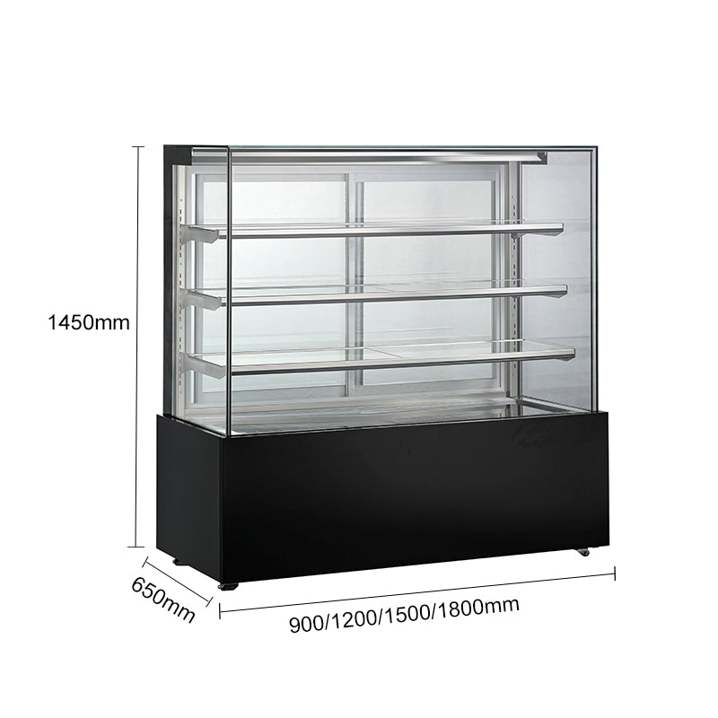 Cake Upright Showcase DDGL Frameless Series - Straight (Three Shelves)