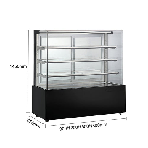 Cake Upright Showcase DDGL Frameless Series - Straight (Three Shelves)